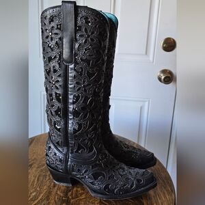 Black Sequin Inlay Women's Boots